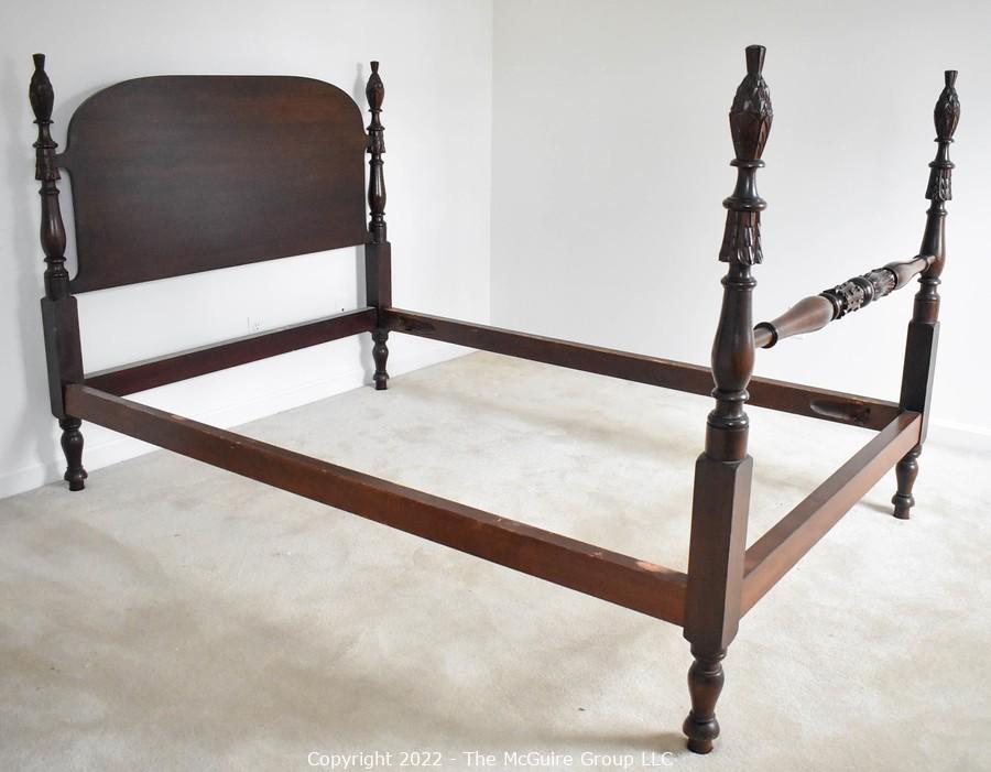 The Mcguire Group Llc Auction Low Mileage Car Jazz Instruments Furniture Art Jewelry Vinyl Lp Records Sterling Decor And More Item Full Maple Four Poster Bed Frame With Headboard Full Maple Four Poster Bed Frame, Pineapple Poster Bed King Size
