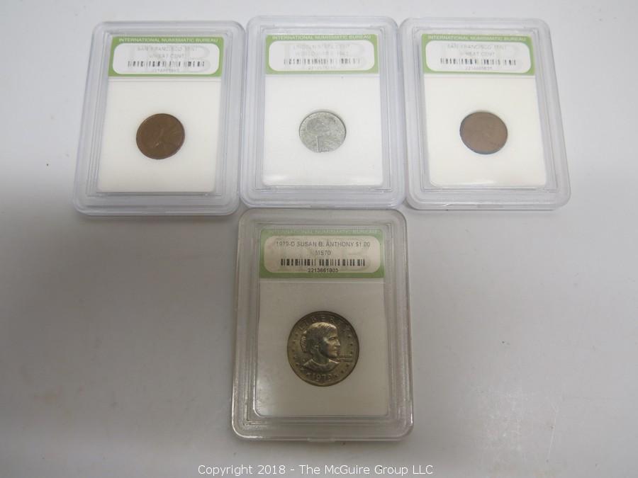 The Mcguire Group Llc Auction Collectible Online Coin The Mcguire Group Llc Auction Collectible Online Coin Rare U S World Item Collection Of 4 Slabbed Coins By Ing 3 Pennies And 1 Dollar