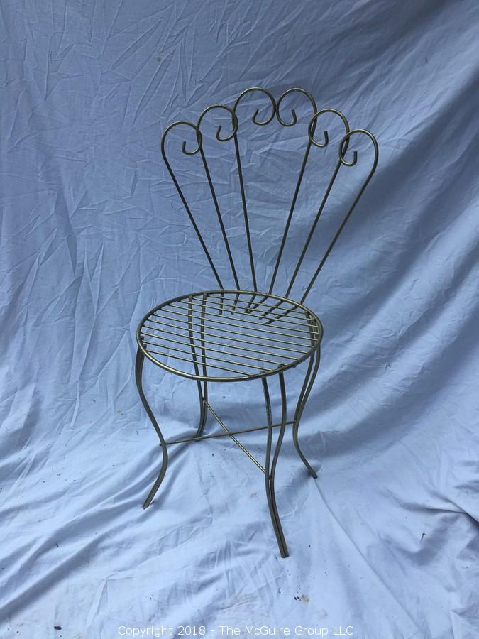 The Mcguire Group Llc Auction On Line Estate Featuring M C Vintage Clothing Jewelry And Unusual Item Mid Century Hollywood Regency Metal Vanity Chair Mid Century Hollywood Regency Metal, Vintage Hollywood Regency Vanity Chair