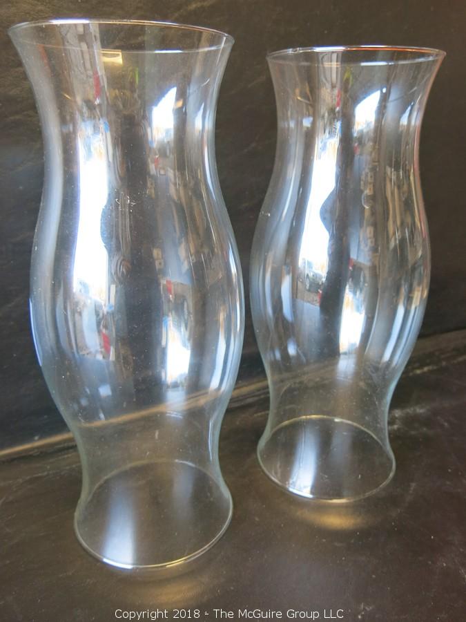 The McGuire Group LLC Auction Line Auction of Historic pair of large glass hurricane shades 16t 5641